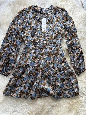 Veronica Beard NYJAH DRESS lake mist multi RFID 100% SILK